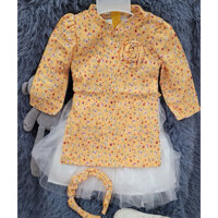 u mê set áo dài hoa nhí kèm cài cao cấp cho bé 6-16kg(ảnh thật)