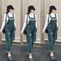 uần yếm jeans nữ .ống rộng, quần yếm xanh jean dài dáng rộng phong cách Hàn Quốc