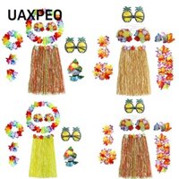 Uaxpeo 8 Cái / bộ Hawaii Hula Váy Bộ Phụ Kiện Tiệc 8 Chiếc Dây Đeo Tay Vòng Hoa Vòng Cổ Băng Đô