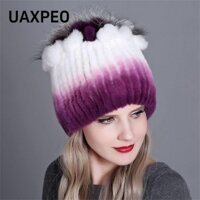 Uaxpeo Co Giãn Ngoài Trời Lông Thú Thật Beanies Mũ Mùa Đông Nga Nữ Mũ Lông Thỏ
