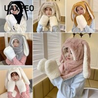 Uaxpeo Khăn Mũ Găng Tay, Bảo Vệ Tai Làm Dày Túi Ấm Mũ Tai, Fashio Mùa Đông Ấm Áp Mềm Mại Tai To Bunny Beanie Có Mũ Trùm Đầu Khăn Cho Nữ