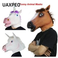 Uaxpeo Kỳ Lân Đầu Ngựa Mới Lạ Halloween Đảng Ngộ nghĩnh Cosplay Đạo Cụ