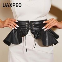 Uaxpeo Lớp Nuốt Cummerbunds Đầm Trang Trí Ren-up Giảm Béo Punk Da Dây Thắt Lưng