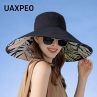 Uaxpeo Mũ ngư dân nữ, Mũ chống nắng Cotton hai mặt, Mũ Panama in vành lớn thoáng khí
