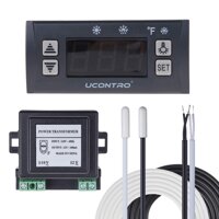 UCONTRO SF-102 Digital Temperature Controller Electronic Thermostat -40 to 120℉ -45 to 45℃ Switchable with Defrost & Alarm, 2 Sensor Probes for Ref...