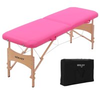 Uenjoy Massage Bed 72'' Professional Folding Massage Table 2 Fold, Basic & Portable, Pink