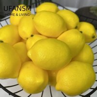 UFANSM Chanh nhân tạo, Polyethylene 2,95 inch chanh sống động như thật, Trang trí Giáng sinh Quả chanh giả màu vàng Trang trí mùa hè