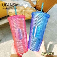 Ufasm Cốc Barbi màu hồng, có ống hút Barbiee Studded Tumbler Ống hút, Đồ dùng dự tiệc Barbie Bộ phim Barbie Ly uống nước cho nữ
