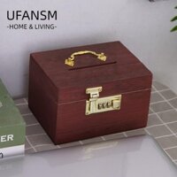 Ufasm Heo Đất Tổ Chức, Phong Cách Vintage Bình Đựng Tiền Kho Báu Hộp Bảo Quản, Có Khóa Kết Hợp Hộp An Toàn Bằng Gỗ Hộp Ngực Kho Báu