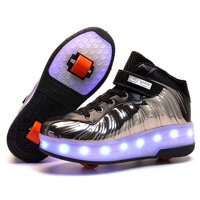 Ufatansy USB Charging Shoes Roller Shoes Girls Roller Skate Shoes Boys Kids LED Light up Wheel Shoes Roller Sneakers Shoes Wheels for Kids Best Gifts