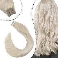 Ugeat Tape in Extensions Human Hair 24Inch Real Tape In Extensions Human Hair #60A White Blonde Hair Extensions Double Sided Tape on Remy Hair Exte...
