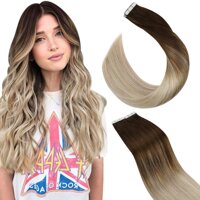 Ugeat Tape in Hair Extensions Human Hair 22inch Blonde Hair Extensions Tape in Remy Hair 50g 20pcs Hair Extensions Tape in Balayage #4 Brown to #18...