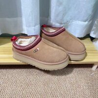 Ugg Phong Cách Dân Tộc Giày Tuyết Nữ Da Thật Len Dép Nữ 2024 Phong Cách Mới Mùa Đông Đế Dày Giày Tuyết Baotou Nửa Dép Cotton