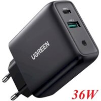 Ugreen 10217 36W QC4.0 - quick charge 3.0 sạc USB A và type C màu đen CD170