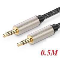 Ugreen 10601 0.5M màu xám đen cáp 3.5mm Pro audio đầu kim loại dây dù bọc chống nhiễu 50cm AV125