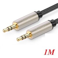 Ugreen 10602 1M màu xám đen cáp 3.5mm Pro audio đầu kim loại dây dù bọc chống nhiễu AV125