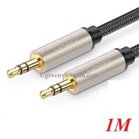 Ugreen 10602 1M màu xám đen cáp 3.5mm Pro audio đầu kim loại dây dù bọc chống nhiễu AV125 - Hàng chính hãng