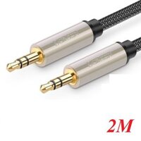 Ugreen 10604 2M màu xám đen cáp 3.5mm Pro audio đầu kim loại dây dù bọc chống nhiễu AV125