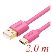 Ugreen 10675 2M Màu hồng cáp USB type C đầu mạ vàng 24K US141