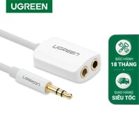 Ugreen 10738 cáp chia âm thanh 1 đầu jack 3.5mm đực sang 2 đầu jack 3.5mm cái dài 20cm (màu trắng)