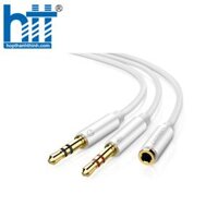 Ugreen 20897 20CM màu Trắng Dây chuyển âm thanh 3.5mm âm sang Jack Mic + Loa dương AV140 20020897