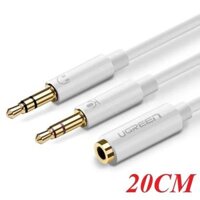 Ugreen 20897 20CM màu Trắng Dây chuyển âm thanh 3.5mm âm sang Jack Mic + Loa dương AV140