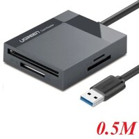Ugreen 30333 0.5M Grey USB 3.0 Card Reader SD Micro SD TF CF MS Compact Flash CR125 10030333