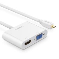 Ugreen 30354 Micro Hdmi To Hdmi + Vga Adapter With 3.5Mm Audio Port TrắNg 10Cm Mm115 10030354