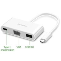 Ugreen 30376 Bộ chuyển đổi TYPE C sang USB 3.0 + VGA + hỗ trợ nguồn TYPE C US163
