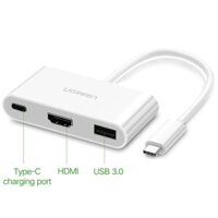 Ugreen 30377 Bộ chuyển đổi TYPE C sang USB 3.0 + HDMI + hỗ trợ nguồn TYPE C US163