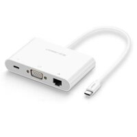 Ugreen 30439 Bộ chuyển đổi TYPE C sang USB 3.0 + USB 2.0 + VGA + LAN + hỗ trợ nguồn TYPE C US182