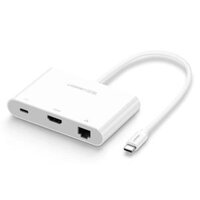 Ugreen 30440 Bộ chuyển đổi TYPE C sang USB 3.0 + USB 2.0 + HDMI + LAN + hỗ trợ nguồn TYPE C US182