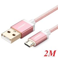 Ugreen 30667 2M màu Hồng Cáp sạc truyền dữ liệu USB 2.0 sang MICRO USB đầu mạ vàng US134