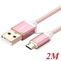 Ugreen 30667 2M màu Hồng Cáp sạc truyền dữ liệu USB 2.0 sang MICRO USB đầu mạ vàng US134 20030667