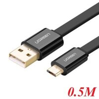 Ugreen 30675 0.5M màu Đen Cáp sạc truyền dữ liệu USB 2.0 sang MICRO USB dáng dẹt US118