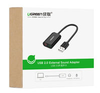 UGREEN 30724 - USB Sound Card 3.5mm Headphone vs Microphone Jack black