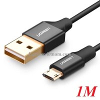 Ugreen 30851 1M màu Đen Cáp sạc truyền dữ liệu USB 2.0 sang MICRO USB dây bọc nhựa PVC US223 20030851