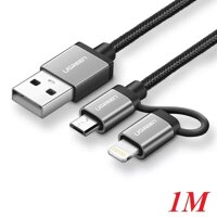 Ugreen 30892 1M Micro USB to USB cable cáp with Lightning Adapter Aluminum Case US165 10030892