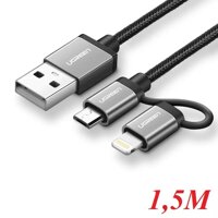 Ugreen 30893 1.5M Micro USB to USB cable cáp with Lightning Adapter Aluminum Case US165 10030893