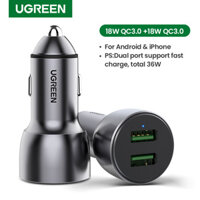 UGREEN 36W Fast Car Charger Dual USB Port Quick Charge 3.0 Car Charger for iPhone Huawei Samsung Realme Xiaomi