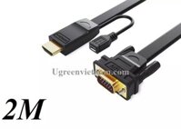 Ugreen 40231 2M màu Đen Cáp chuyển đổi HDMI sang VGA kèm cổng trợ nguồn Micro USB MM101 20040231