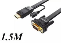 Ugreen 40267 1.5M màu Đen Cáp chuyển đỗi HDMI sang VGA kèm cổng trợ nguồn Micro USB MM101