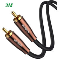 Ugreen 40299 3M 75ohms OD5.5mm Cáp âm thanh đồng trục kỹ thuật số loa siêu trầm SPDIF 5.1 av155