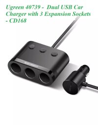 Ugreen 40739 3 Expansion Socket Header With Dual Usb Car Charger Sạc Ô Tô Cd168 10040739