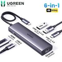 Ugreen 45000 Hub USB-C Đa Năng 6 Trong 1, HDMI+2*USB-A 3.2+1*USB 3.2 C+RJ45+ 100W PD cao cấp