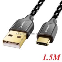 Ugreen 50144 1.5M màu Đen Cáp sạc truyền dữ liệu USB 2.0 sang TYPE C vỏ bọc lưới đầu mạ vàng US259 20050144