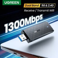 UGREEN 50340 CM492 Bộ thu phát WiFi USB 3.0 AC1300Mbps 5.G & 2.4GHz Băng Tần Kép Cho Máy Vi Tính PC + Laptop Chính Hãng