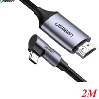 Ugreen 50530 2M black Right Angle USB type C to 4K HDMI Round Cable Zinc Alloy Shell with Braided MM141 10050530