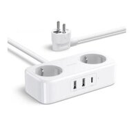 Ugreen 50683 4000W 1.8M Màu Trắng Bộ sạc đa cổng gồm 2 giắc cắm nguồn  1 cổng USB-C 30W  2 cổng USB-A Diginest Life 2A1C CD280 - Hàng chính hãng