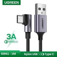 Ugreen 50941 Dây, cáp USB Type-A sang USBType-C vuông góc dài 1M